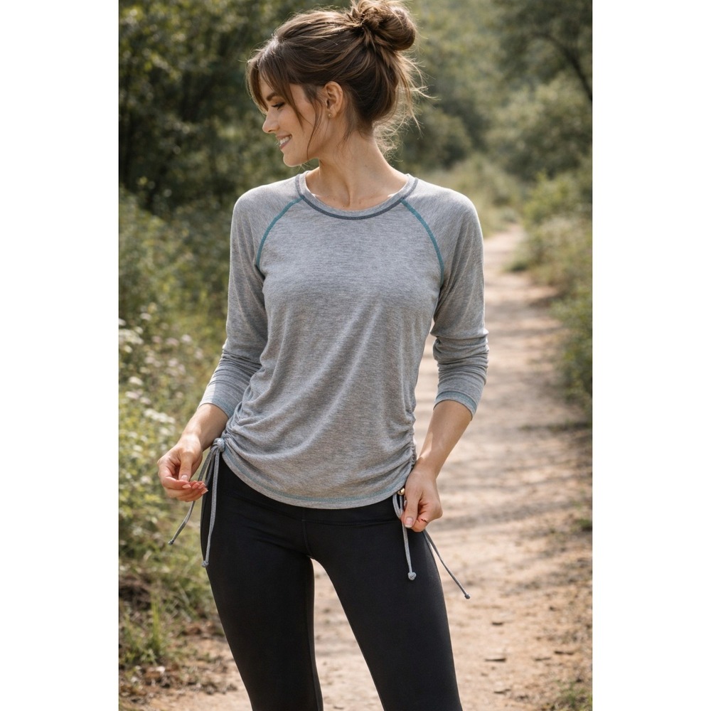 Lucy Tech Athletic Top Large Ruched Back Drawstring Performance Running - Picture 2 of 9